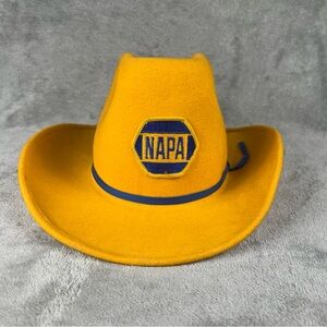NAPA AUTO PARTS YELLOW COWBOY HAT XL 100% VIRGIN WOOL - EUC